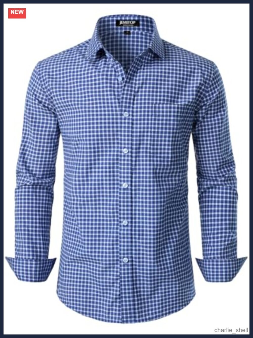 Men's Plaid Button-Down Shirt Slim Fit Cotton Blend Long Sleeve Casual